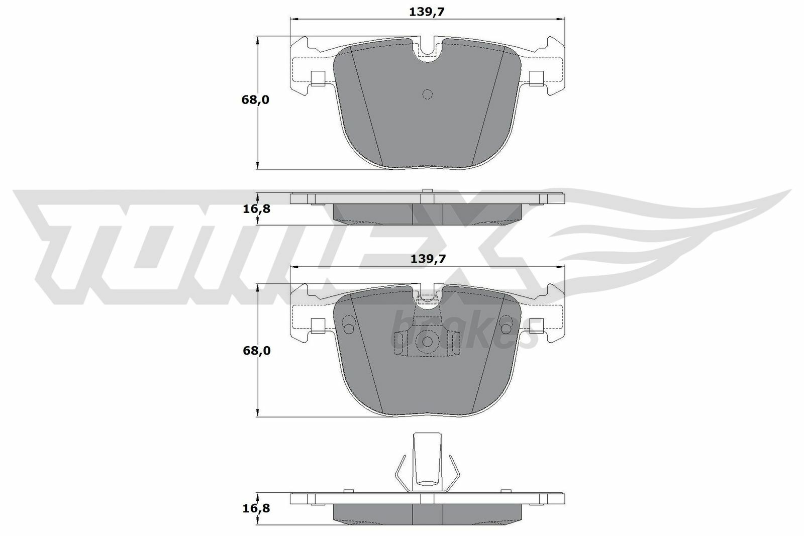 Sada brzdových platničiek kotúčovej brzdy TOMEX Brakes